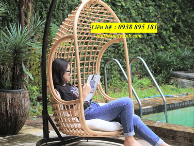 Xích đu mây tre được làm thủ công bằng 100 mây tự nhiên. 10