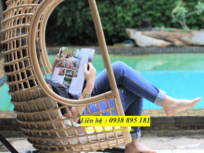 Xích đu mây tre được làm thủ công bằng 100 mây tự nhiên. 11