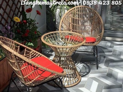 Bàn ghế ban công mây nhựa ngoài trời 0