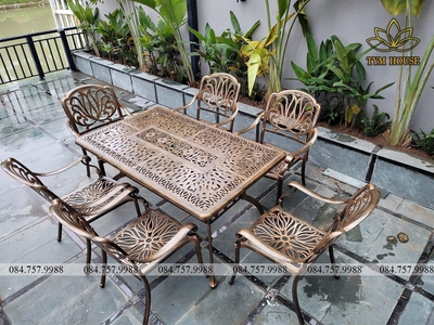 Bàn ghế nhôm đúc sân vườn tại Lâm Đồng 0