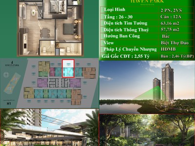 Duy nhất căn 2pn 58m2 haven park kđt ecopark rẻ nhất thị trường giảm giá gần 200tr 0