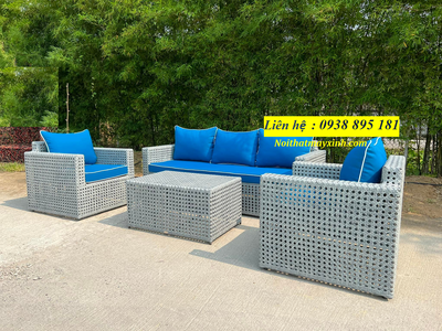 Bộ bàn ghế sofa nhựa giả mây ngoài trời 0