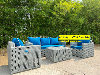 Bộ bàn ghế sofa nhựa giả mây ngoài trời 1