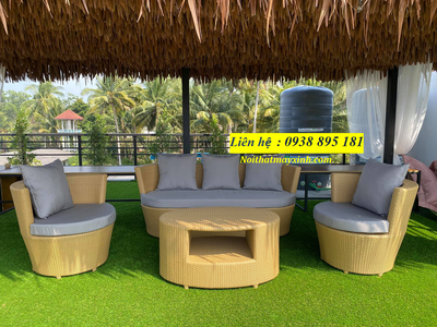 Bộ bàn ghế sofa nhựa giả mây ngoài trời 4