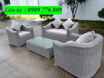 Bộ bàn ghế sofa nhựa giả mây ngoài trời 11