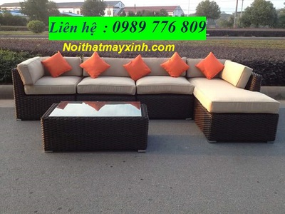 Bộ bàn ghế sofa nhựa giả mây ngoài trời 14