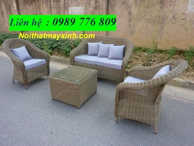 Bộ bàn ghế sofa nhựa giả mây ngoài trời 15