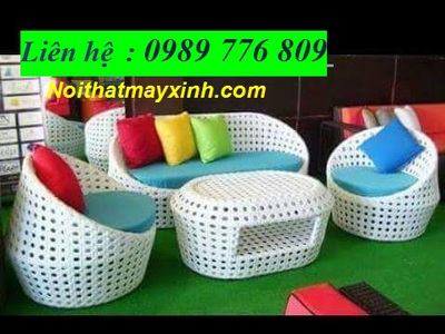 Bộ bàn ghế sofa nhựa giả mây ngoài trời 16