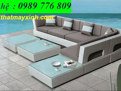 Bộ bàn ghế sofa nhựa giả mây ngoài trời 18
