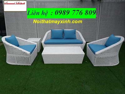 Bộ bàn ghế sofa nhựa giả mây ngoài trời 19