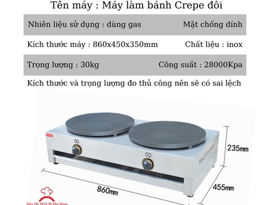 Máy làm bánh crepe đôi dùng gas 2