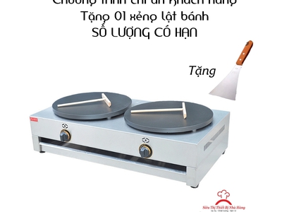 Máy làm bánh crepe đôi dùng gas 4