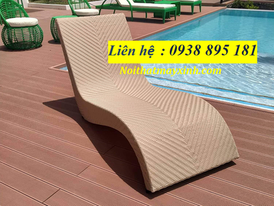 Ghế nằm bể bơi mây nhựa cao cấp 9