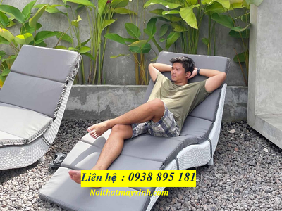 Ghế nằm bể bơi mây nhựa cao cấp 19