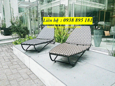 Ghế nằm bể bơi mây nhựa cao cấp 11