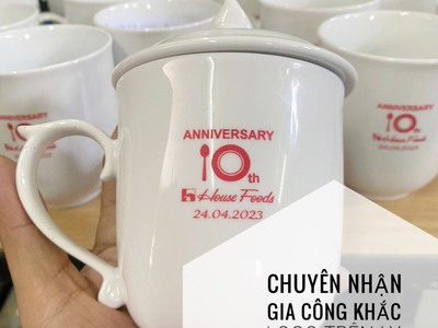 Khắc chén sứ, nhận khắc logo trên chén sứ có màu 1