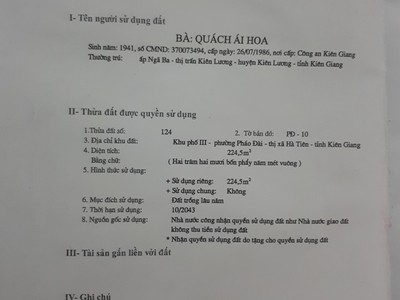 Tỉnh kiên giang , tp.hà tiên , chính chủ bán đất mặt tiền đường tl 28 0