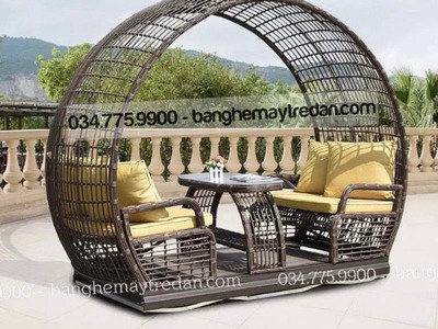 Bàn ghế mây tre đan mái vòm decor ngoài trời cao cấp 0