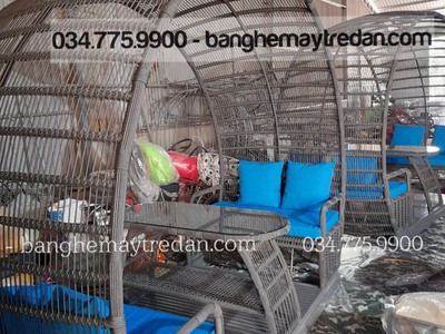 Bàn ghế mây tre đan mái vòm decor ngoài trời cao cấp 2