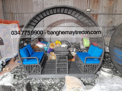 Bàn ghế mây tre đan mái vòm decor ngoài trời cao cấp 3