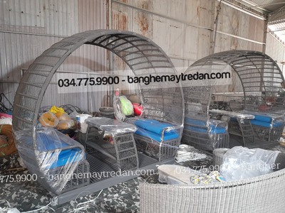 Bàn ghế mây tre đan mái vòm decor ngoài trời cao cấp 4