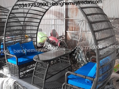 Bàn ghế mây tre đan mái vòm decor ngoài trời cao cấp 5