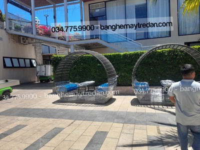 Bàn ghế mây tre đan mái vòm decor ngoài trời cao cấp 6