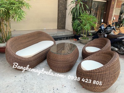 Bàn ghế sofa sò nhựa giả mây ngoài trời 1