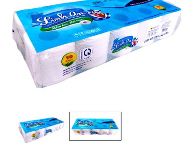 Giấy vệ sinh cuộc nhỏ cao cấp 3 lớp Linh An Xanh  lốc 10 0