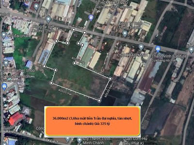Cần bán 36.000m2  3,6ha  mặt tiền trần đại nghĩa, tân nhựt, bình chánh.giá 325 tỷ 0
