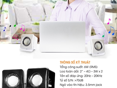 Loa vi tính SoundMax A120/2.0 Hàng chính hãng, bảo hành 12 tháng, 2 màu  đen, trắng 0