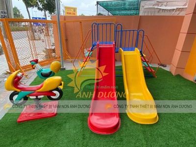 Cầu trượt trẻ em 2 máng trượt ,cầu trượt khu vui chơi 3