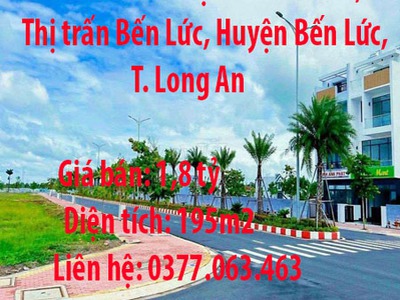 Bán đất nền  ngay trung tâm hành chính chợ, trường thị trấn bến lức, thị trấn bến lức, huyện bến 0