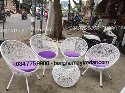 Bàn ghế nhựa giả mây cafe để ngoài trời cao cấp 15