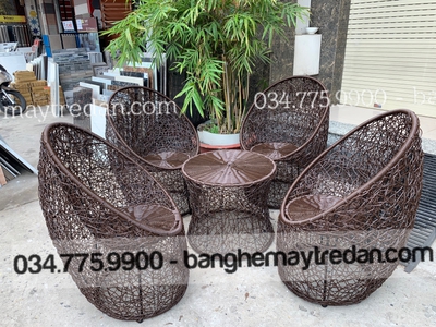 Bàn ghế nhựa giả mây cafe để ngoài trời cao cấp 19