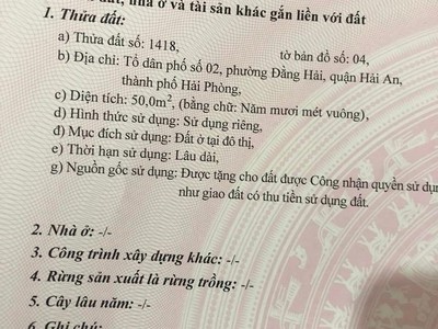 Chính chủ bán nhanh lô đất siêu đẹp tại tổ dân số 2,phường Đằng Hải, quận Hải An, TP Hải Phòng. 0