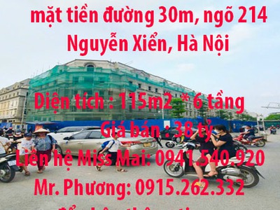 Bán nhà  liền kề, shophouse 2 mặt tiền đường 30m, ngõ 214 nguyễn xiển, hà nội 0