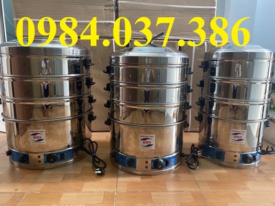 Nồi hấp bánh bao, bánh flan chạy điện size 47cm 3 tầng 0