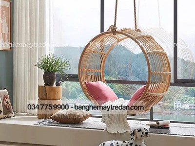 Ghế đu treo bằng song mây tự nhiên hình tròn độc đáo 1