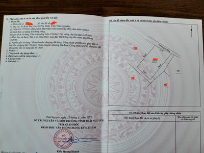 Cần bán lô đất diện tích 300 m2 140 tc  3 mặt tiền vuông vắn tại kha sơn phú bình tn tới đây thành 0