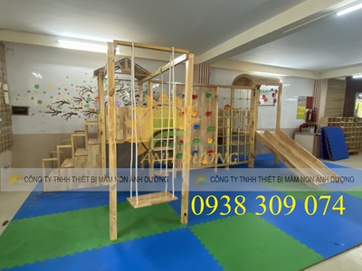 Bộ cầu trượt liên hoàn gỗ dành cho trẻ em, công viên 2