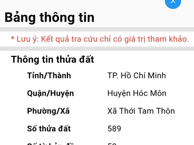 Cần tiền nên em bán miếng đất thới tam thôn hoc môn 0