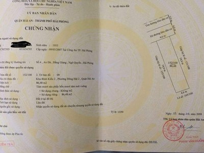 Bán đất tái định cư tasa  quận hải an dt 86 m2 ngang 4,6m chỉ hơn 2 tỷ 1