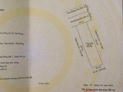 Bán đất tái định cư tasa  quận hải an dt 86 m2 ngang 4,6m chỉ hơn 2 tỷ 0