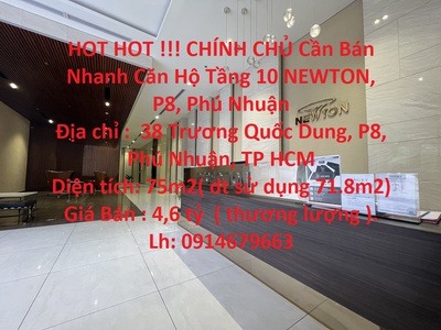 Hot hot     chính chủ cần bán nhanh căn hộ tầng 10 newton, p8, phú nhuận 0