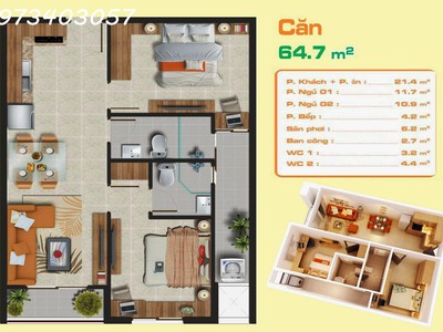 Chính chủ cần cho thuê căn hộ 65m2. 2pn hưng ngân garden q12 full nội thất 4