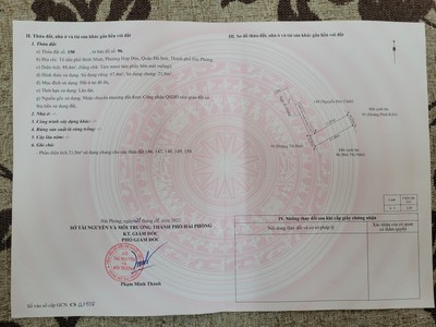 Chính chủ cần bán lô đất vị trí đẹp tại: tổ dân phố bình mình- p. hợp đức- q. đồ sơn - hải phòng 2