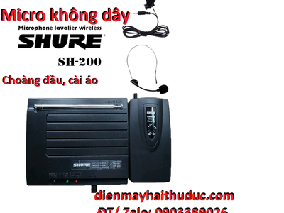 Micro choàng đầu, cài áo Shure SH-200 thu phát không dây 30m 1