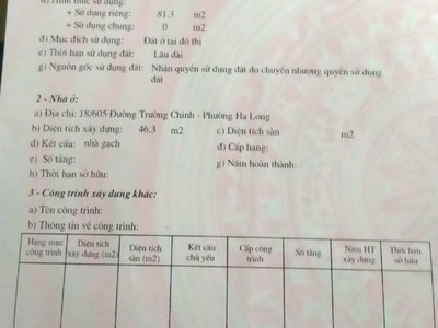 Chính chủ cần bán căn nhà cấp 4 đường trường chinh, p. hạ long, tp nam định 0