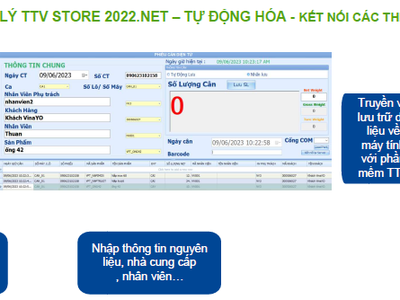 Phần mềm quản lý thu mua, gia công, xuất bán hàng nông sản tích hợp cân điện tử, mã vạch 0